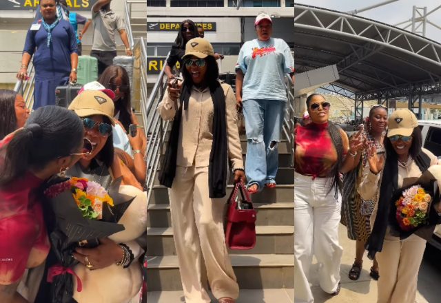 Iyabo Ojo Receives Grand Welcome At Airport As She Returns To Nigeria After Daughter’s Wedding In Tanzania